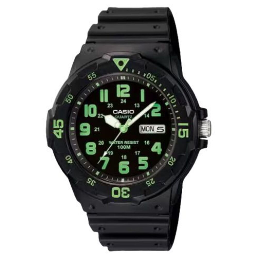 Casio Men's Water-Resistant Analog Watch with Green Dial - MRW-200H-3BV